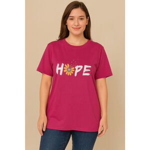 Women's Hope Graphic Tee – Pink Daisy Print, Size Small/4